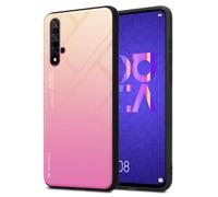 cadorabo Housse Compatible avec Honor 20 / 20S / Huawei Nova 5T en Jaune - Rose - Coque de Protection Bicolore en Silicone TPU et Dos en Verre trempé