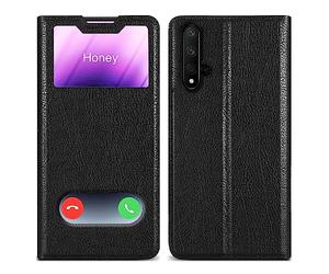 cadorabo Housse Compatible avec Honor 20 / 20S / Huawei Nova 5T en Noir COMÈTE - Coque de Protection avec Fermeture magnétique, Fonction de Support et 2 fenêtres de visualisation