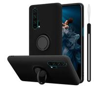 cadorabo Coque Compatible avec Honor 20 Pro en Liquid Black - Etui pour Téléphone Portable en Silicone TPU Souple avec Anneau - Coque en Silicone Ultra Slim Soft Back Cover Case Bumper