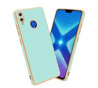 cadorabo Housse Compatible avec Honor 8X en Glossy Vert Menthe - Or - Étui de Protection en Silicone TPU Flexible et avec Protection pour Appareil Photo