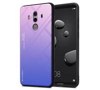 cadorabo Housse Compatible avec Huawei Mate 10 Pro en Rose - Bleu - Coque de Protection Bicolore en Silicone TPU et Dos en Verre trempé
