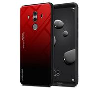 cadorabo Housse Compatible avec Huawei Mate 10 Pro en Rouge - Noir - Coque de Protection Bicolore en Silicone TPU et Dos en Verre trempé