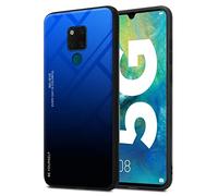 cadorabo Housse Compatible avec Huawei Mate 20 en Bleu - Noir - Coque de Protection Bicolore en Silicone TPU et Dos en Verre trempé