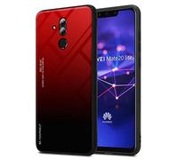 cadorabo Housse Compatible avec Huawei Mate 20 Lite en Rouge - Noir - Coque de Protection Bicolore en Silicone TPU et Dos en Verre trempé
