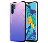 cadorabo Housse Compatible avec Huawei P30 Pro en Rose - Bleu - Coque de Protection Bicolore en Silicone TPU et Dos en Verre trempé