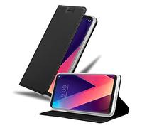 cadorabo Housse Compatible avec LG V30 / V30+ / V30S / V30S+ en Classy Noir - Étui de Protection avec Fermeture magnétique, Fonction de Support et Compartiment pour Carte