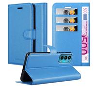 cadorabo Housse Compatible avec Motorola Edge 20 en Bleu CÉLESTE - Étui de Protection avec Fermeture magnétique, Fonction de Support et Compartiment pour Carte