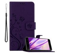 cadorabo Housse Compatible avec Nokia 6,1 en Lilas FONCÉ Floral - Coque de Protection au Design Floral avec Fermeture magnétique, Fonction de Support et emplacements pour Cartes