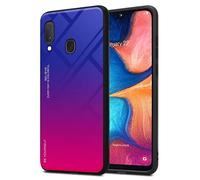 cadorabo Housse Compatible avec Samsung Galaxy A10e / A20e en Violett - Rouge - Coque de Protection Bicolore en Silicone TPU et Dos en Verre trempé