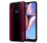 cadorabo Housse Compatible avec Samsung Galaxy A10s / M01s - Aspect rayé en CRAMIN Rose - Coque de Protection en Silicone TPU et Dos en Verre trempé
