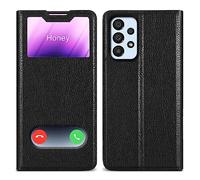 cadorabo Housse Compatible avec Samsung Galaxy A33 5G en Noir COMÈTE - Coque de Protection avec Fermeture magnétique, Fonction de Support et 2 fenêtres de visualisation