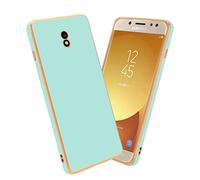 cadorabo Housse Compatible avec Samsung Galaxy J5 2017 en Glossy Vert Menthe - Or - Étui de Protection en Silicone TPU Flexible et avec Protection pour Appareil Photo