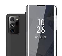 cadorabo Housse Compatible avec Samsung Galaxy Note 20 Ultra en Tourmaline Noir - Clear View étui de Protection Miroir avec Fonction de Support Protection à 360 degrés