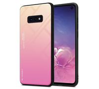 cadorabo Housse Compatible avec Samsung Galaxy S10e en Jaune - Rose - Coque de Protection Bicolore en Silicone TPU et Dos en Verre trempé