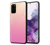 cadorabo Housse Compatible avec Samsung Galaxy S20 Plus en Jaune - Rose - Coque de Protection Bicolore en Silicone TPU et Dos en Verre trempé