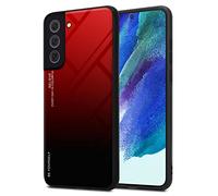 cadorabo Housse Compatible avec Samsung Galaxy S22 Plus en Rouge - Noir - Coque de Protection Bicolore en Silicone TPU et Dos en Verre trempé