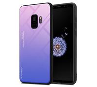 cadorabo Housse Compatible avec Samsung Galaxy S9 en Rose - Bleu - Coque de Protection Bicolore en Silicone TPU et Dos en Verre trempé