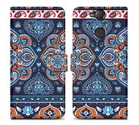 cadorabo Housse Compatible avec Sony Xperia XA2 - Design Mandala Bleu No. 1 - Coque de Protection avec Fermeture magnétique, Fonction de Support et Compartiment pour Carte