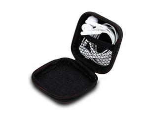 cadorabo Housse d’Écouteurs in Noir - Pochette de Protection Carrée Rigide pour Écouteurs avec Une Poche Filet Intérieure et Une Fermeture à Glissière - Coque de Protection Boîte Transport