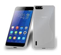 Cadorabo Housse de protection en silicone TPU au design S-Line pour Huawei Honor 6 PLUS en DEMI-TRANSPARENT