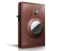 Cadorabo Housse En Cuir Véritable Avec Porte-Carte Compatible Avec Airtag En Couleur Marron - Coque De Protection Avec Compartiment Pour Jusqu'à 4 Cartes