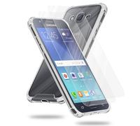 Cadorabo Housse et 2x film blindé tempered pour Samsung Galaxy J7 2015 en Transparent Housse de protection TPU Silicone
