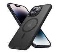 Cadorabo Housse pour Apple iPhone 14 PRO MAX en NOIR compatible avec MagSafe - Housse de protection hybride avec bord en silicone TPU et dos solide