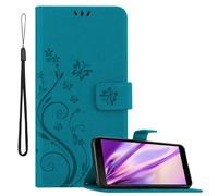 Cadorabo Housse pour Honor 9S / Huawei Y5P Housse de protection en bleu Housse pour portable Etui Case Fleurs Flower