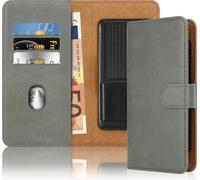 Cadorabo Housse pour LG OPTIMUS F5 / LUCID 2 Housse pour portable en GRIS avec compartiment pour carte, 360 degrés Housse de protection à rabattre- Flip Case Book Cover Cuir synthétique Housse pour po
