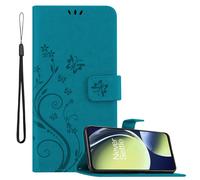 Cadorabo Housse pour OnePlus Nord CE 3 Lite 5G en FLORAL BLEU Housse de protection au design floral avec fermeture magnétique, fonction stand et porte-cartes Flip Case Flower Cover Etui Handy Klapp Hü