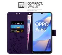 Cadorabo Housse pour Oppo A16s / A54s Housse de protection en violet Housse pour téléphone portable Etui Case Blumen Flower