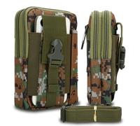 cadorabo Sac Tactique pour téléphone Portable en Camouflage Vert -Sac Molle-EDC Compatible avec Blackview BV 6200 Pro avec bandoulière - Sac Militaire de Ceinture Max. 6.7 Pouces Sac de Hanche