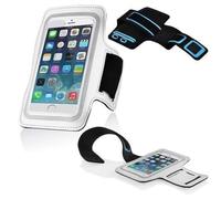 Cadorabo - Smartphone Néoprène, Bracelet Sportif de Gymnase, Brassard Jogging, Brassard compatible avec les Téléphones Portables de 3.7 à 5.0 pouces tels que les iPhone 6,7 de Apple, Samsung Galaxy A3, > HTC ONE A9 < etc. avec support clés et une prise casque en BLANC