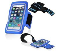 Cadorabo - Smartphone Néoprène, Bracelet Sportif de Gymnase, Brassard Jogging, Brassard compatible avec les Téléphones Portables de 4,5 à 5,0 pouces tels que les iPhone 6,7 de Apple, Samsung Galaxy A3, > HTC ONE A9 < etc. avec support clés et une prise casque en BLEU