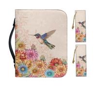 Cadowhimsy Housse de Bible en similicuir style décontracté avec motif colibri Boho Mandala et fleurs - Avec marque-pages - Étui de transport portable pour la Bible - Taille XXL