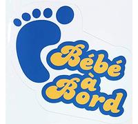 Cadox - Ministicker Bébé à Bord - Autocollant prédécoupé - Imprimé sur Vinyle Transparent - Couleur Bleu - Sticker pour Voiture - pour Parents - Résistant aux UV et aux lavages - Fabriqué en France