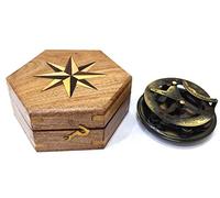 Cadran solaire fait main boussole dans un coffret cadeau cadran soleil montre capitaine navigation cadran solaire laiton nautique massif boussole dans une boîte en bois ajustée.