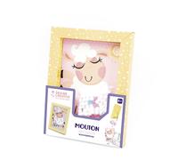 Cadre 2 Cartes Pompom Et Coloriage Kangourou /Mouton