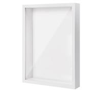 Cadre 3D Profond A4, 22,7 x 31,4cm Cadre Profondeur, Cadre Photo 3D à Remplir, Cadre de Boîte D'Ombre, Cadre D'Objet en Bois, Cadre Vitrine Profond pour Fleurs Médailles Souvenirs Photos (Blanc 3CM)