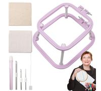 Cadre À Broder Double Face - Kit De Broderie 50 Cm | Support De Point De Réglable En ABS Et Métal | Avec Toile En Coton Et Lin Pour Débutants Et Professionnels