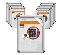 Cadre à Clip A4 à Bords Arrondis, Profil de 25 mm, Argent - Lot de 10