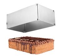 Cadre à Gâteau - Moule Réglable 28-53 x 18-32 x 10 cm - Acier Inoxydable - avec Séparateur, Cuisson Uniforme et Gâteaux à Étages - Idéal pour Pâtisserie et Desserts (Argent)