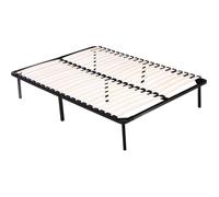 Habitat et Jardin Cadre à lattes + pieds 140 x 190 cm – 20 lattes Noir