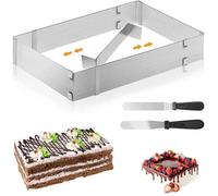 Cadre à pâtisserie extensible - MHY® - Rectangulaire et ajustable - Dimensions 18-32 cm x 28-53 cm