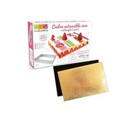 Cadre à pâtisserie extensible rectangle + 5 supports à gâteau