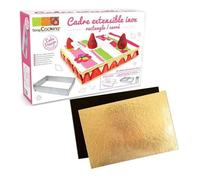 Cadre à pâtisserie extensible rectangle + 5 supports à gâteau