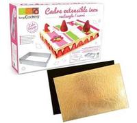 Cadre à pâtisserie extensible rectangle + 5 supports à gâteau