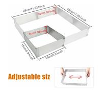 Cadre À Pâtisserie Rectangulaire Extensible En Acier Inoxydable De 15 X 15 Cm À 28 X 28 Cm