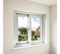 Cadre aluminium pour fenêtre coulissante de remplacement de sous-sol, Verre isolant trempé double avec moustiquaire adapté aux espaces utilitaires intérieurs(White,WxH 33" x 15")