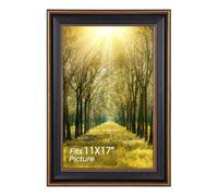 Cadre Art D co 11x17 sans passe-partout, cadre photo/affiche, verre incassable, crochets en dents de scie, montage mural (11x17 noir/or orn )